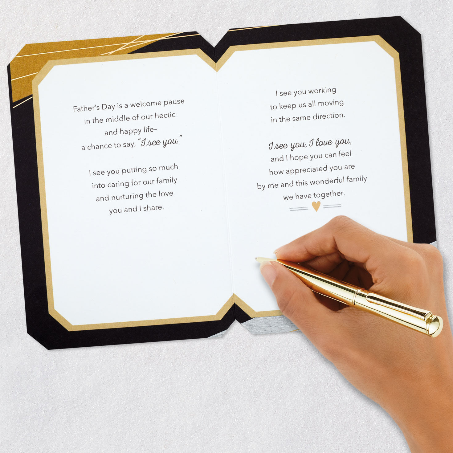 Silver, Gold and Black Father's Day Card for Husband Signing card image number 7
