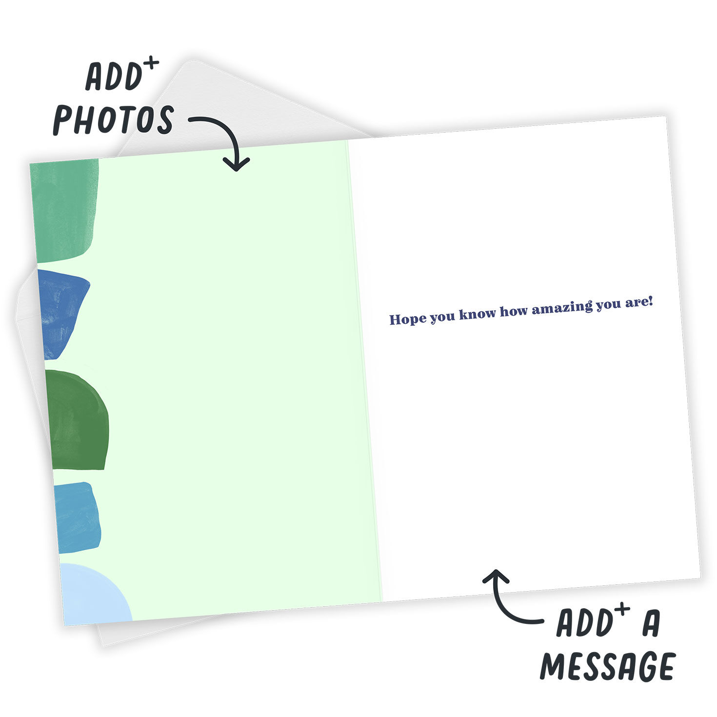 Abstract Blues Personalized Mother's Day Card Open Card with Envelope indicating personalization image number 4