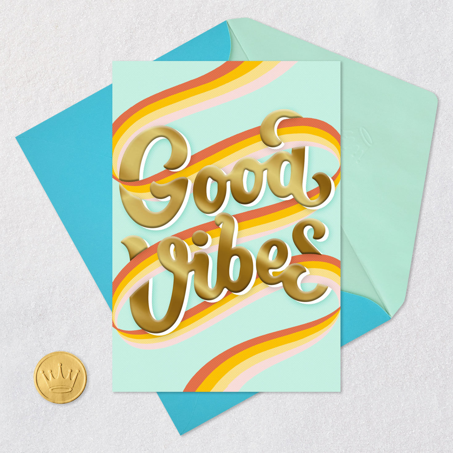 Groovy Lettering and Rainbow Encouragement Card Card Front with Envelope and Gold Seal image number 5