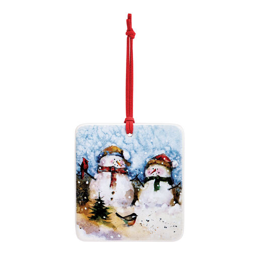 Snowmen Couple Magnet Ornament and Matching Card, 