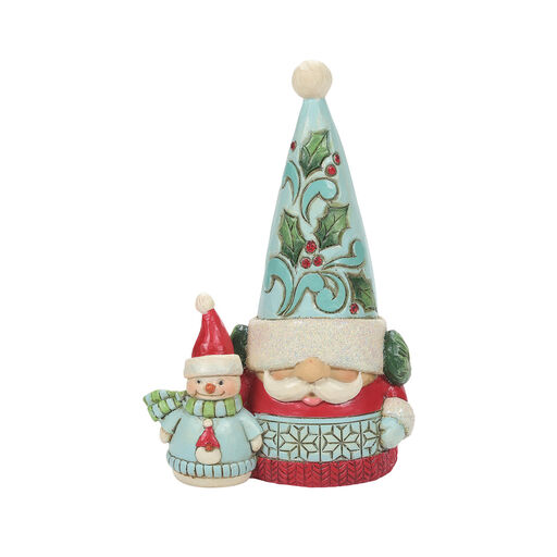 Jim Shore Wonderland Gnome and Snowman Figurine, 5.1", 