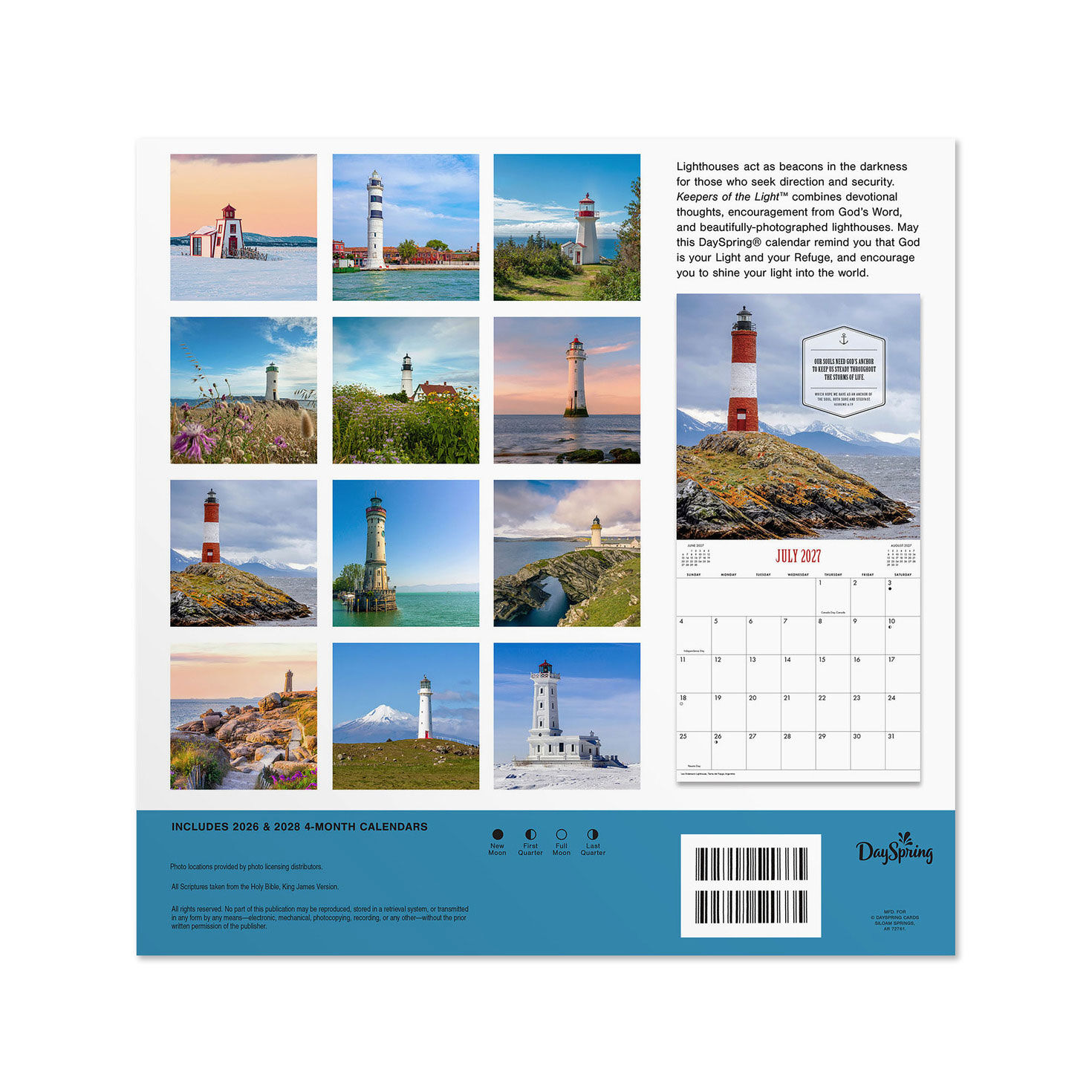 DaySpring Lighthouses 2027 12-Month Wall Calendar Back image number 2
