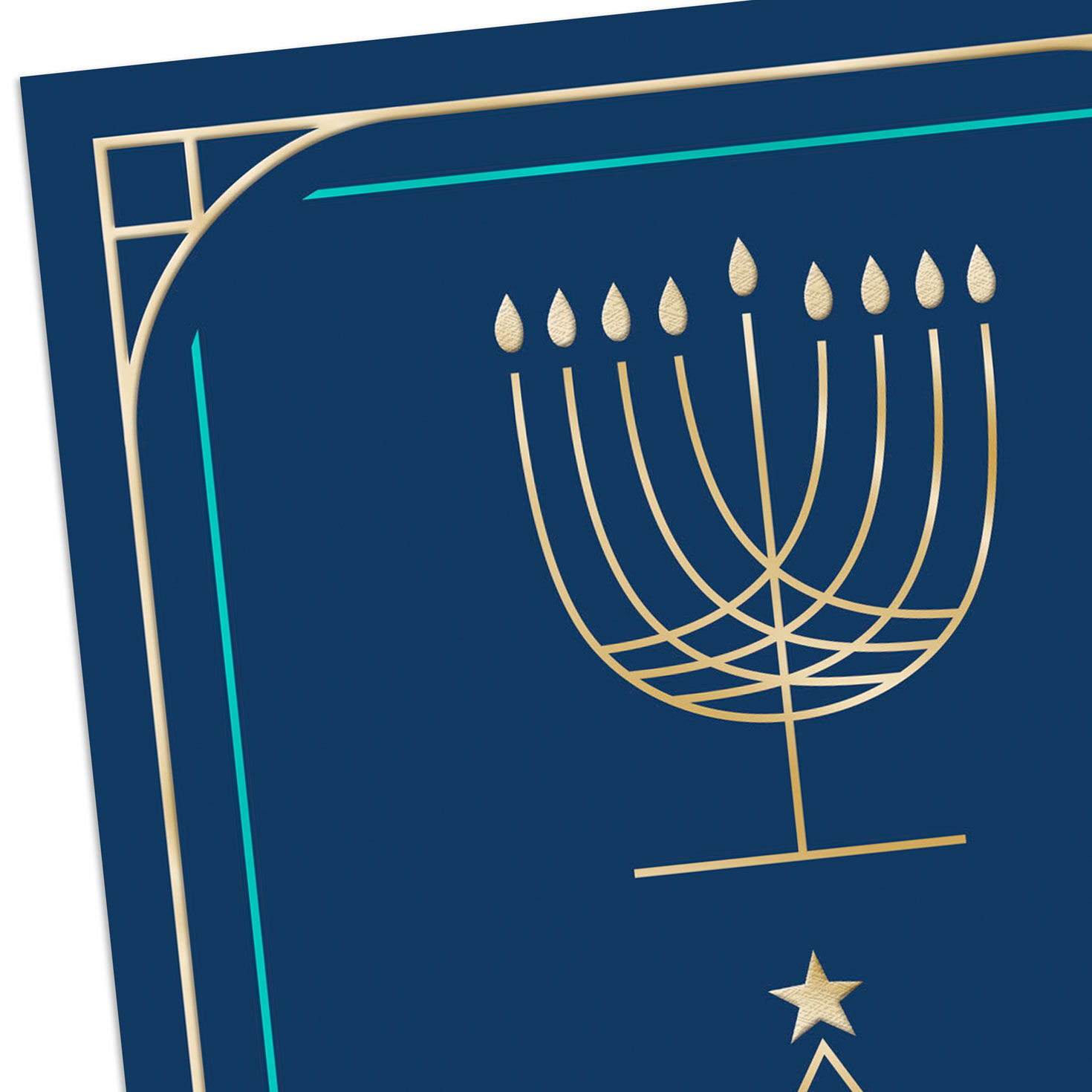 Hanukkah Menorah and Christmas Tree Holiday Card Card Front Detail image number 4
