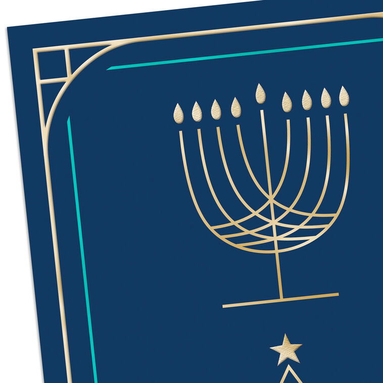 Hanukkah Menorah and Christmas Tree Holiday Card Card Front Detail image number 4