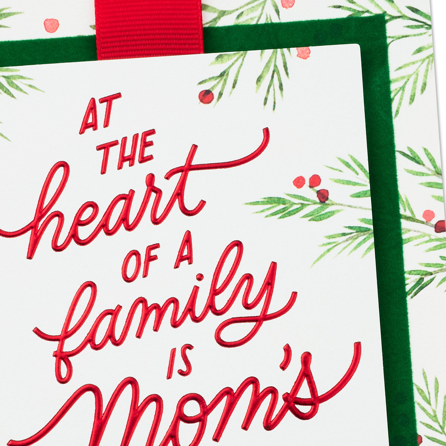 Watercolor Greenery Christmas Card for Mom Card Front Detail image number 5