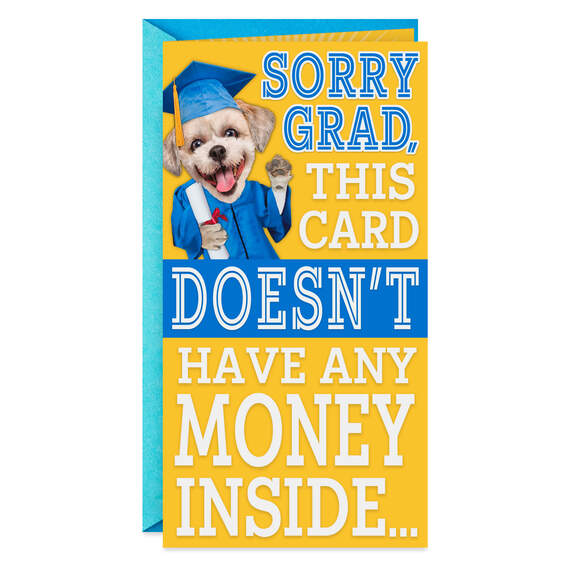 Dog in Cap and Gown Musical Pop-Up Money Holder Graduation Card, , large image number 1