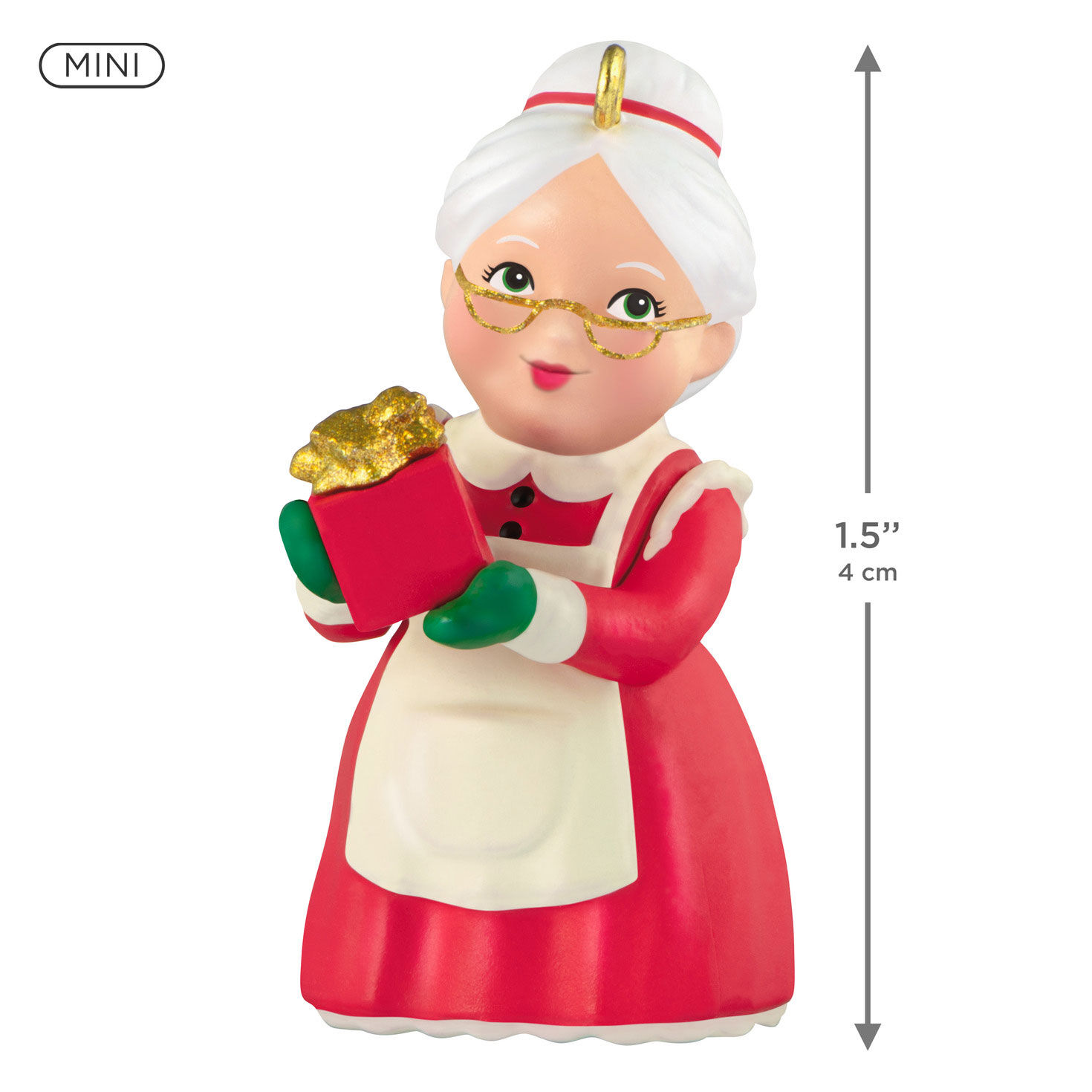 Vintage Mrs. Claus With Red Gift Keepsake Ornament measurement image number 3