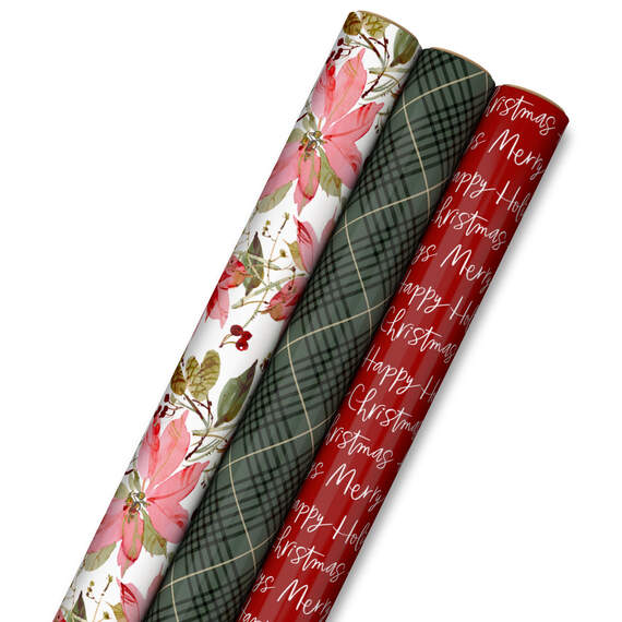 Homespun Charm 3-Pack Christmas Wrapping Paper, 75 sq. ft.