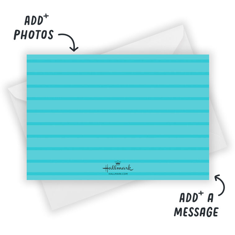 Funny Blue and White Flat Belated Holiday Photo Card, , large image number 3