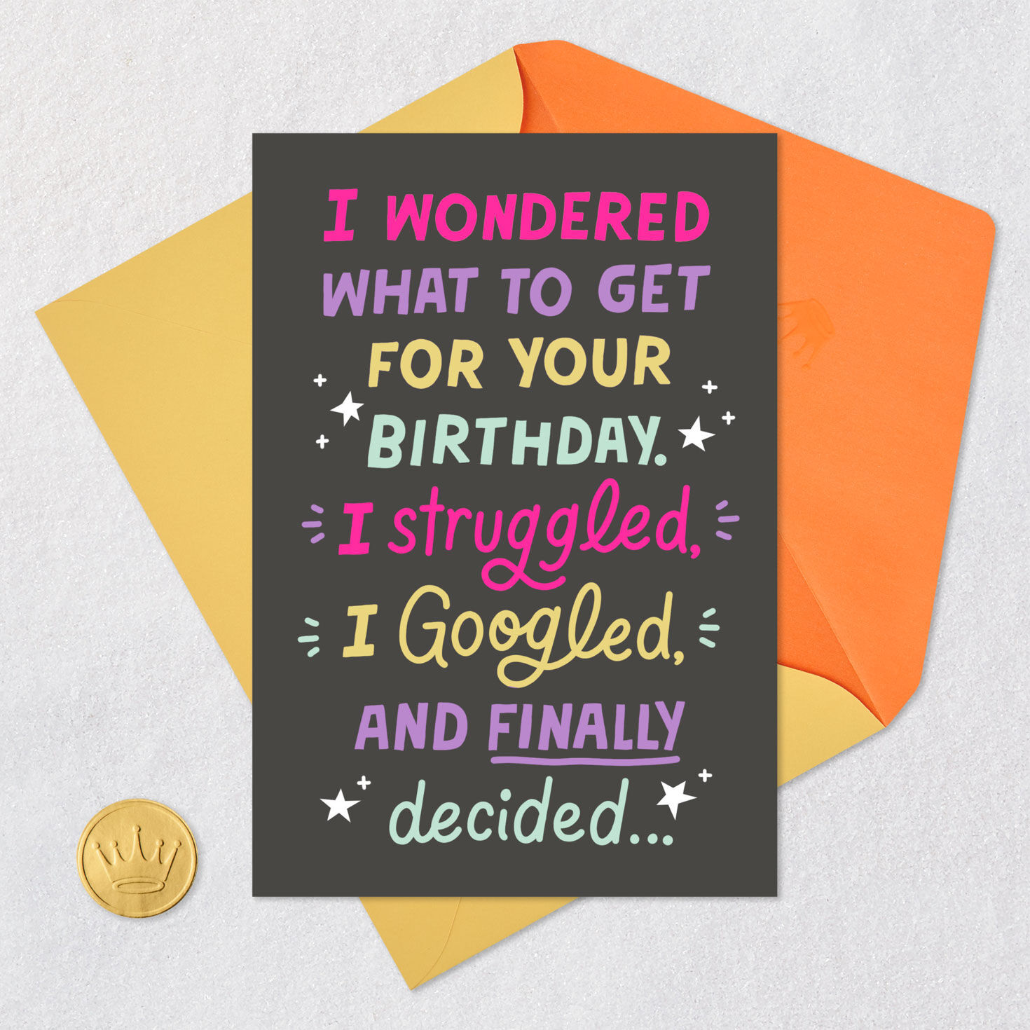 Colorful Lettering on Black Funny Birthday Card Card with envelope and Seal image number 5