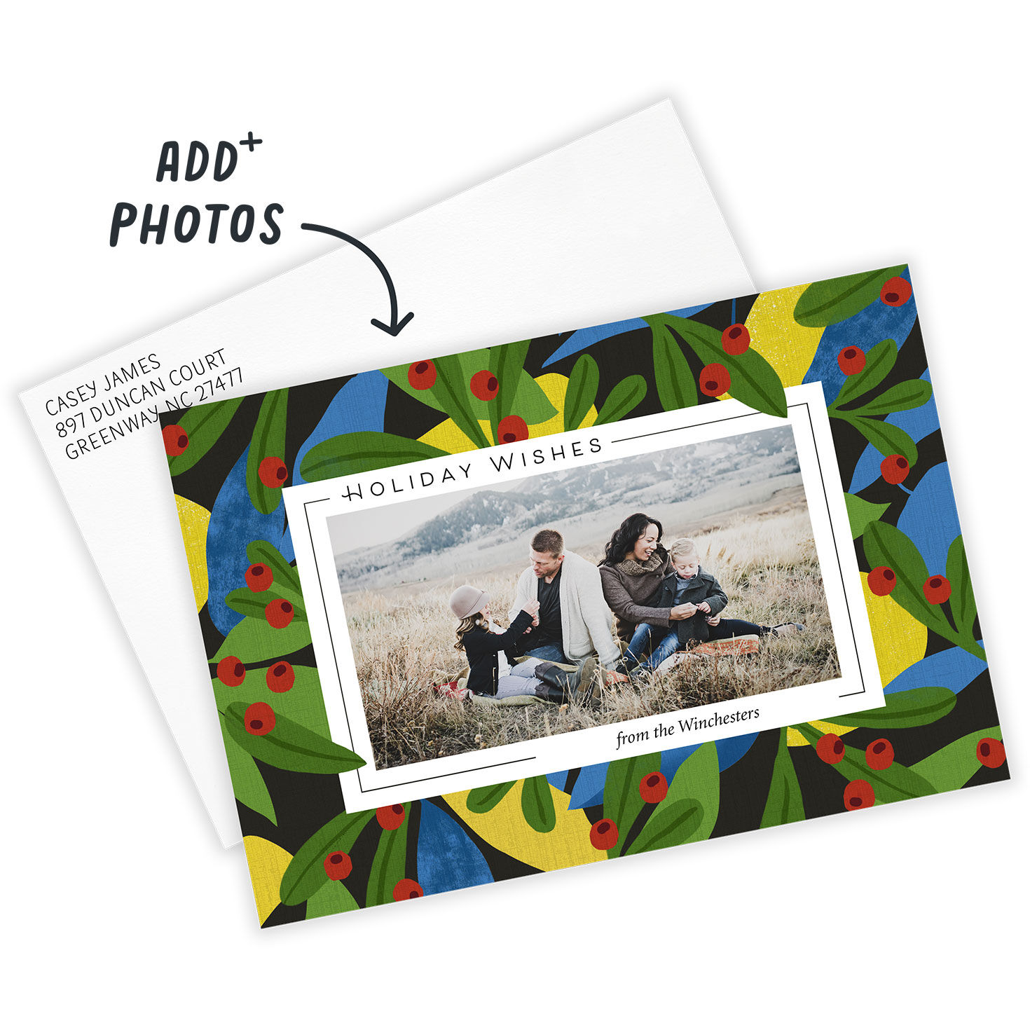 Bold Holly Flat Holiday Photo Card, , large image number 3