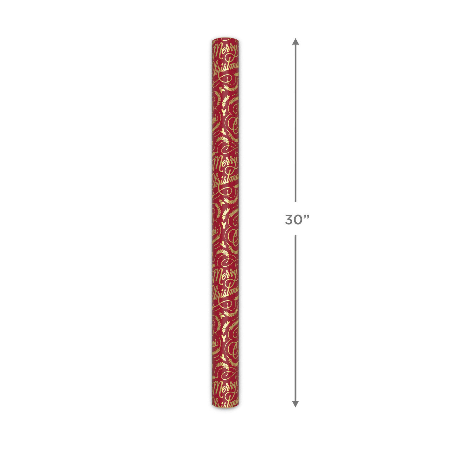 Merry Christmas on Metallic Burgundy Gift Wrap Measurement image number 6