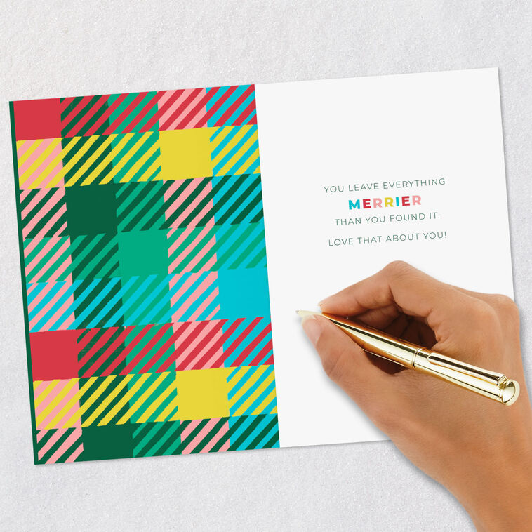 Rows of Merry on Green Christmas Card Signing card image number 6