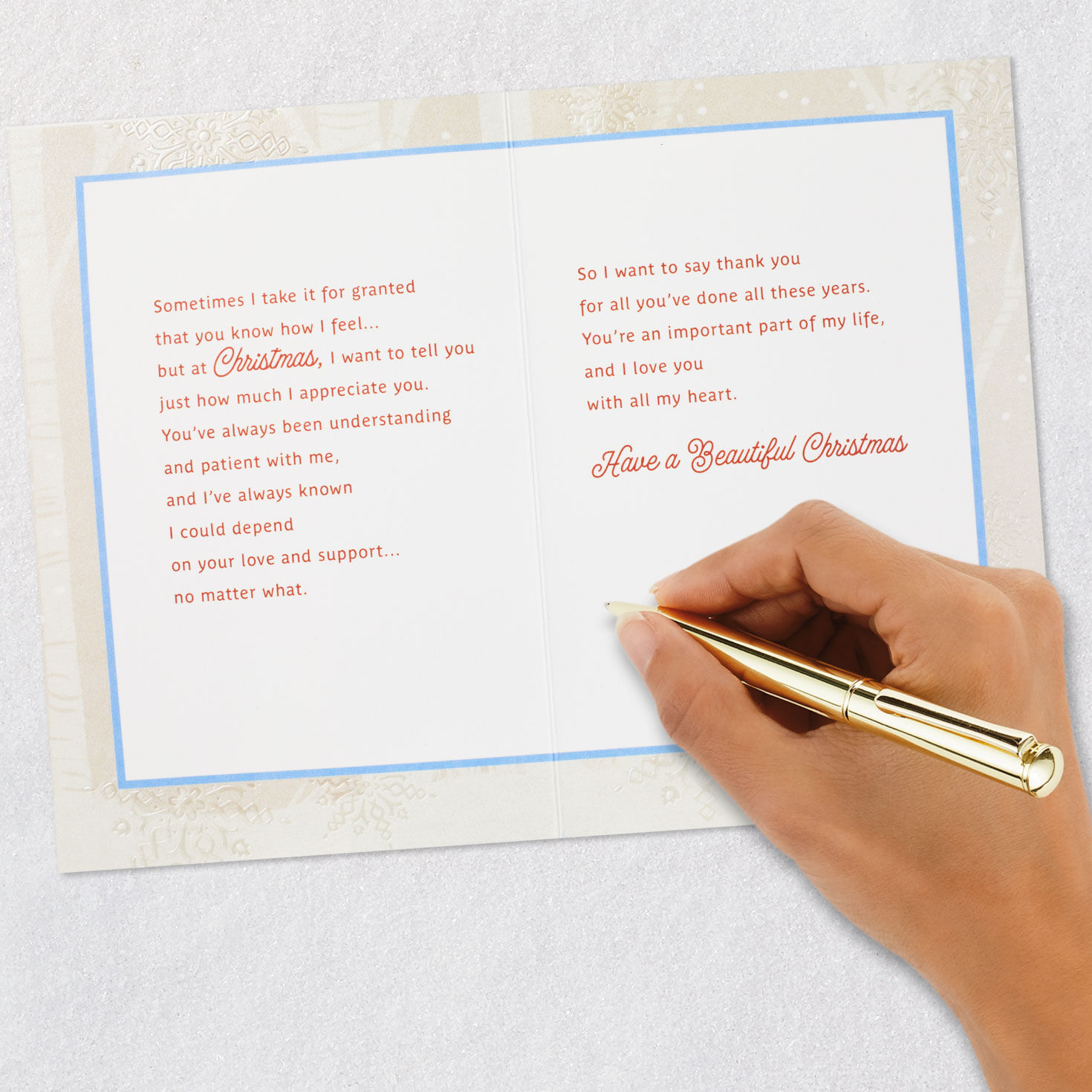 Elegant Snowflakes Mother Christmas Card signing card image number 8