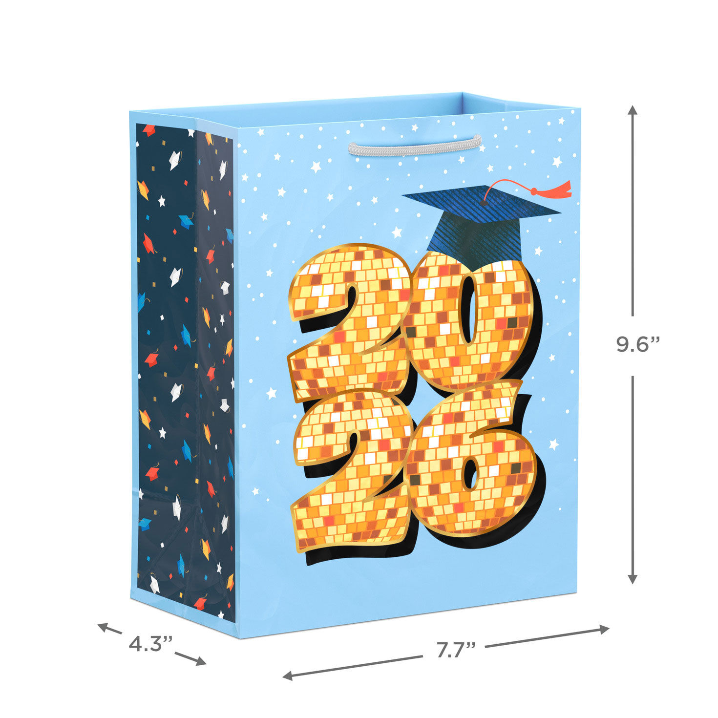 Gold Disco-Ball 2026 With Grad Cap Gift Bag measurement image number 3