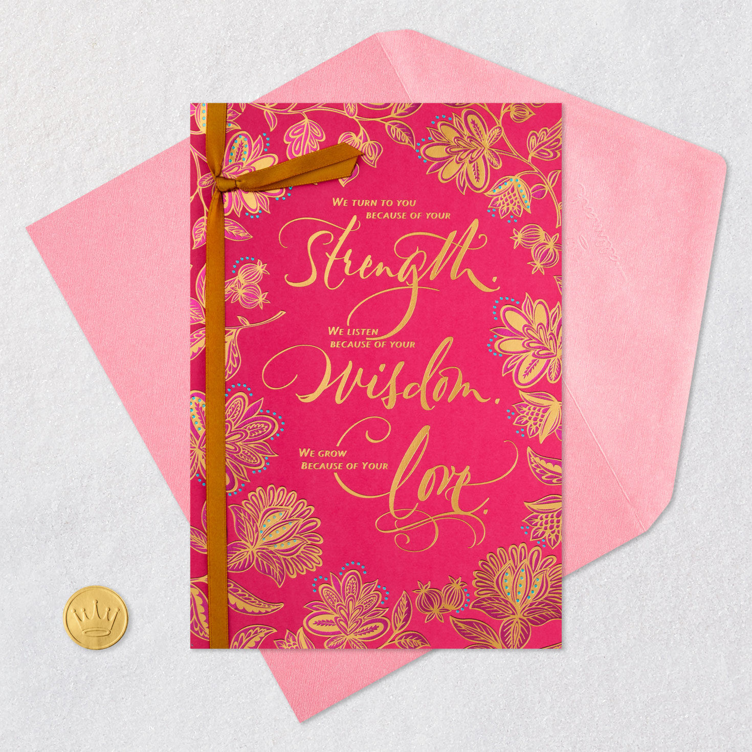 Vintage Flowers Grandmother Mother's Day Card Card Front with Envelope and Gold Seal image number 5