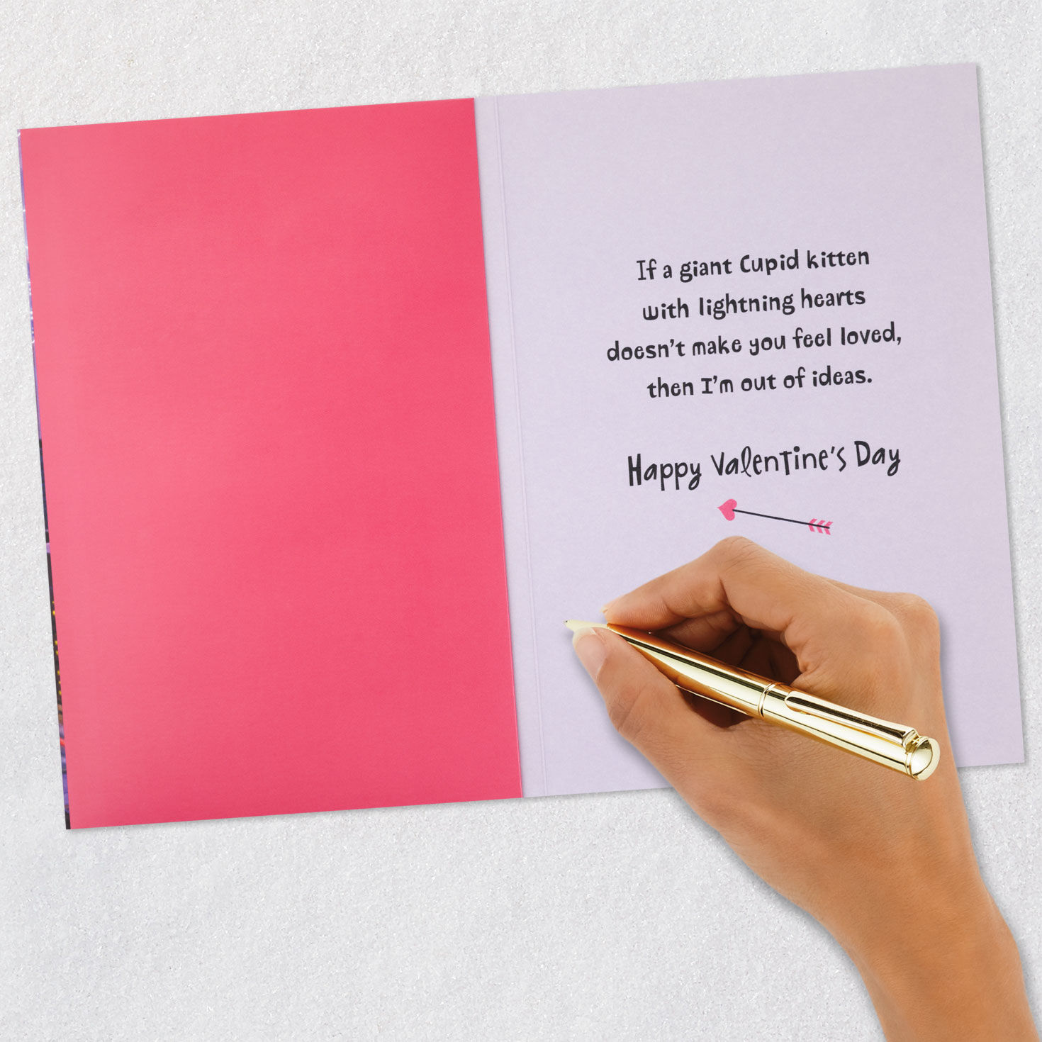 Giant Cupid Cat Funny Valentine's Day Card signing card image number 6