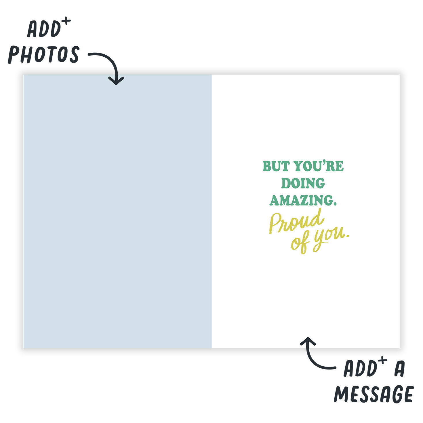 School Notebook and Pen Personalized Card Open Card indicating personalization image number 3