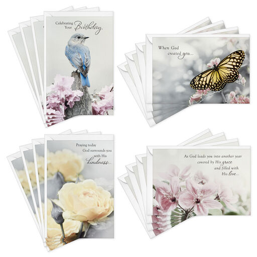Nature's Beauty Religious Boxed Birthday Cards Assortment, Pack of 12, 