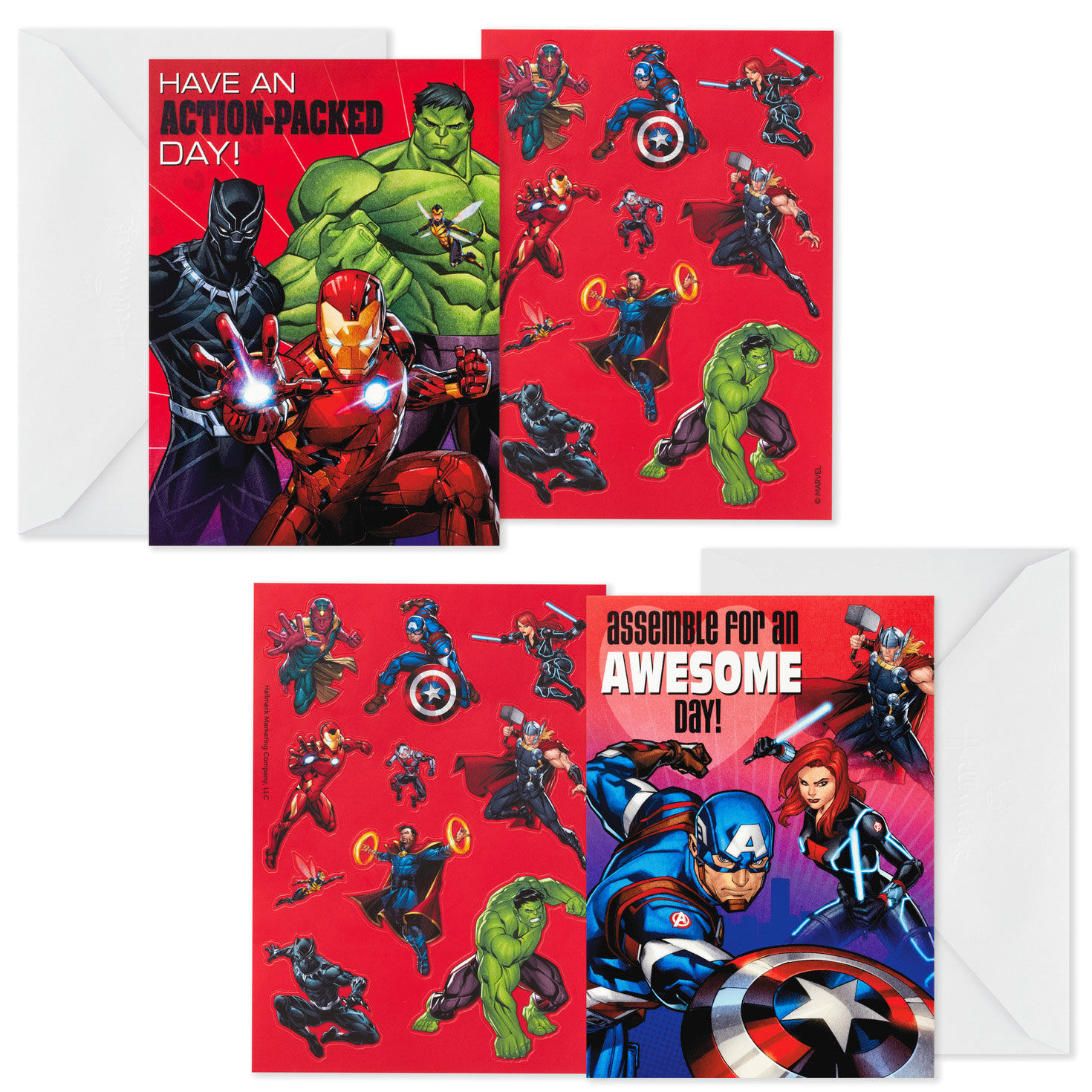 Marvel Avengers Kids Assorted Valentines With Stickers, Pack of 24, , large image number 2