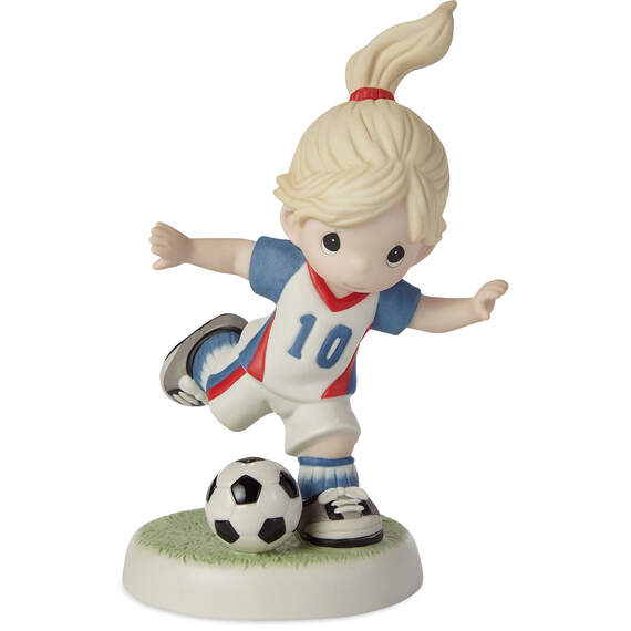 Precious Moments Girl Playing Soccer Figurine, 6.3"