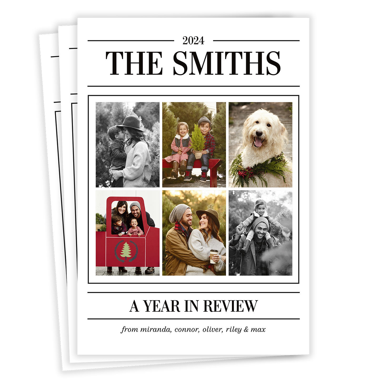 Black Lines on White Flat Holiday Photo Card