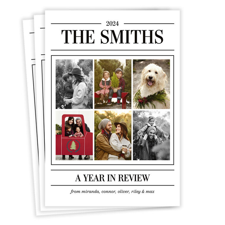 Black Lines on White Flat Holiday Photo Card