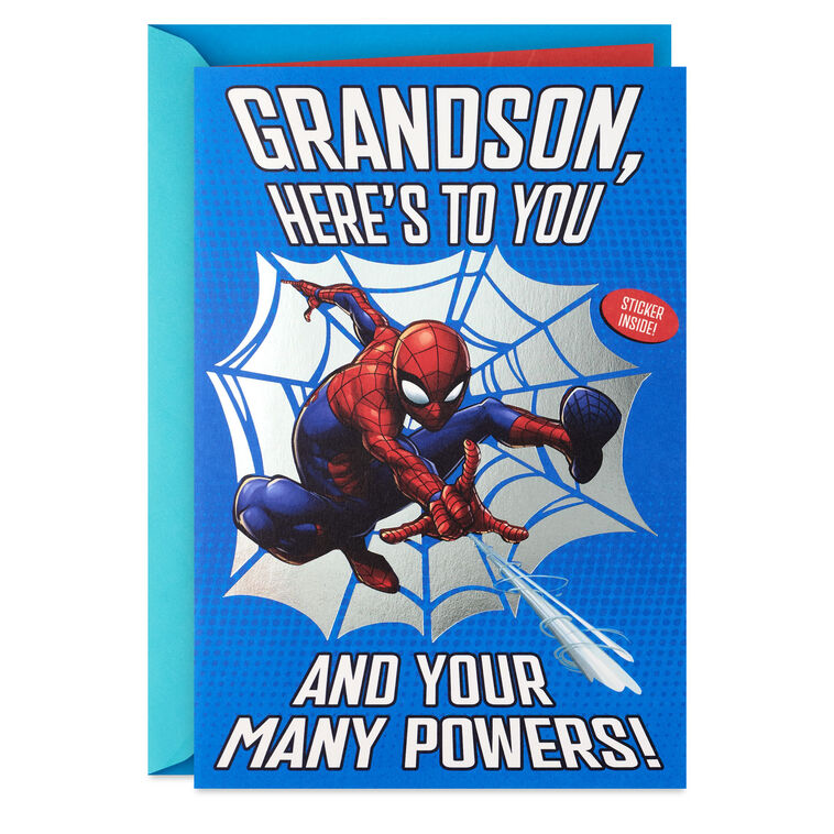Marvel Spider-Man No Limit Birthday Card for Grandson With Decal