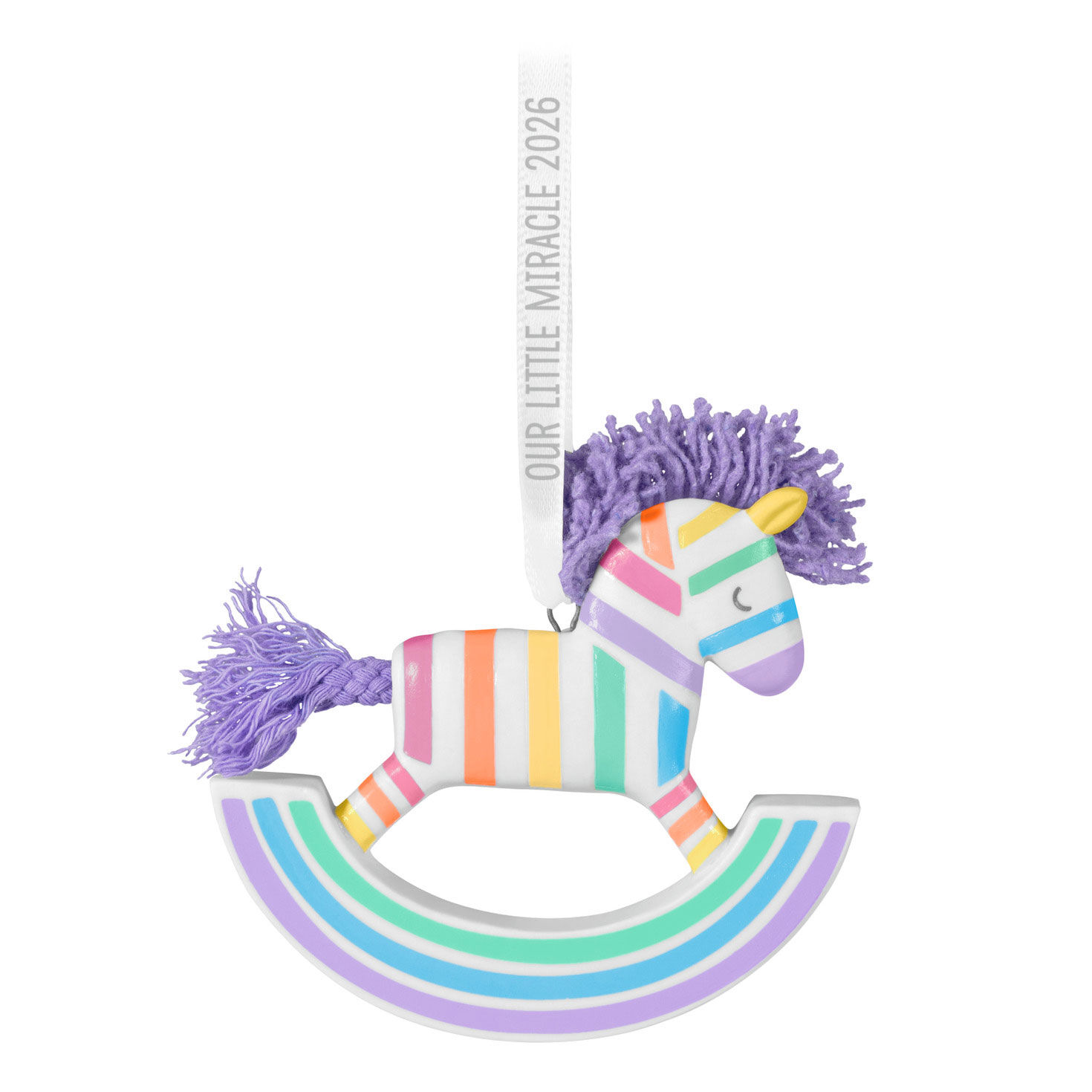 Striped Rocking Horse Keepsake Ornament back image number 6