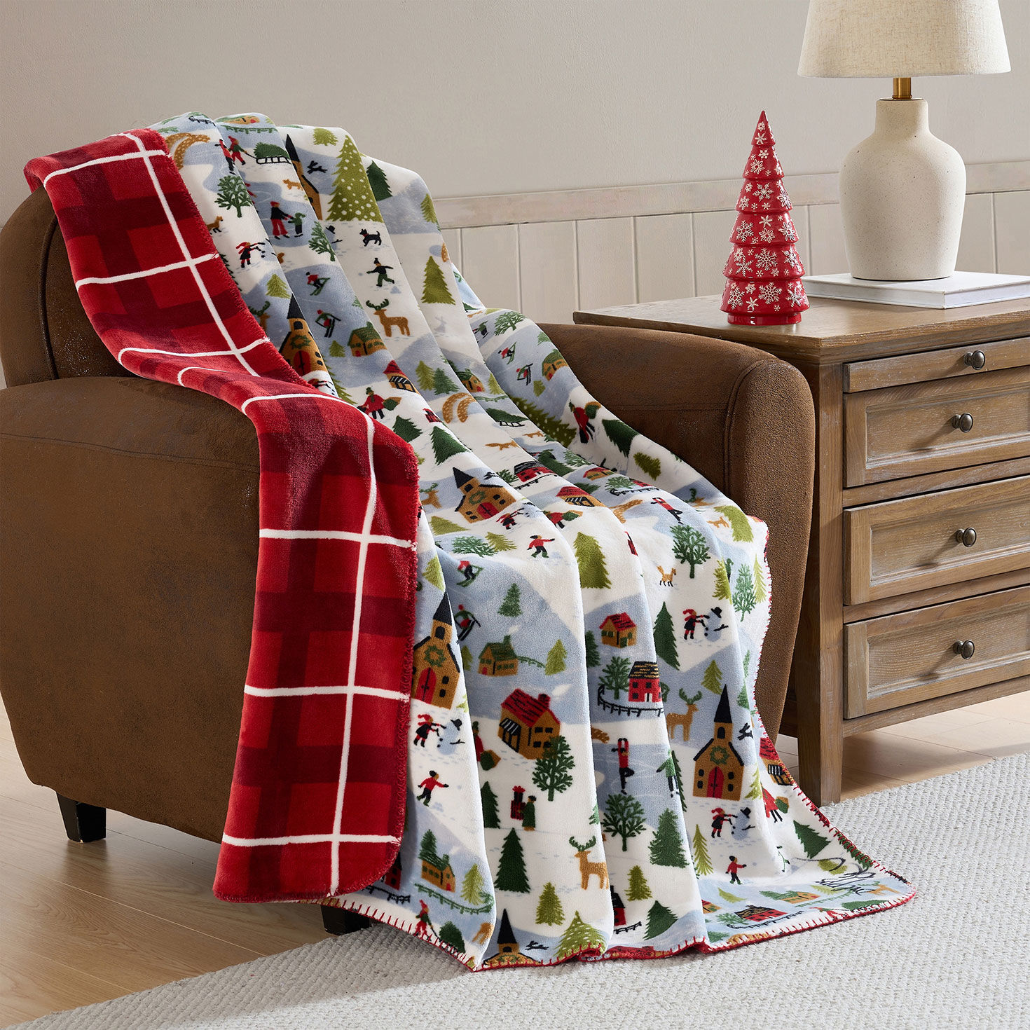 Hallmark Frostvale Reversible Plush Throw - 50x70 in use image number 5