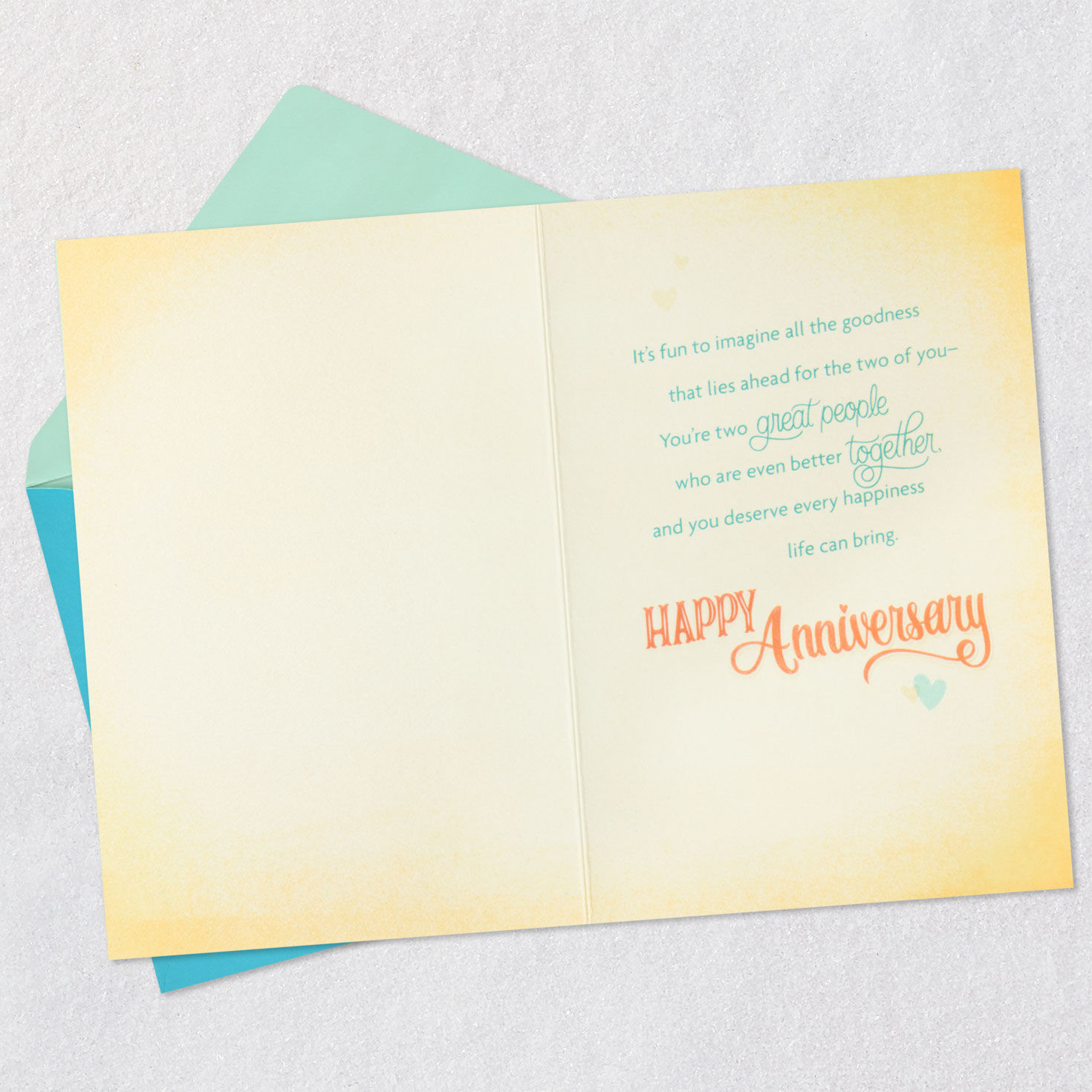 Orange and Yellow Letters with Calendar on Mint Green Anniversary Card  image number 3