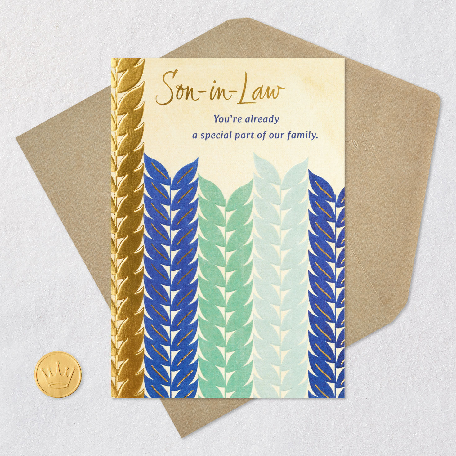 Metallic Leaves Son-in-Law Wedding Card  image number 5