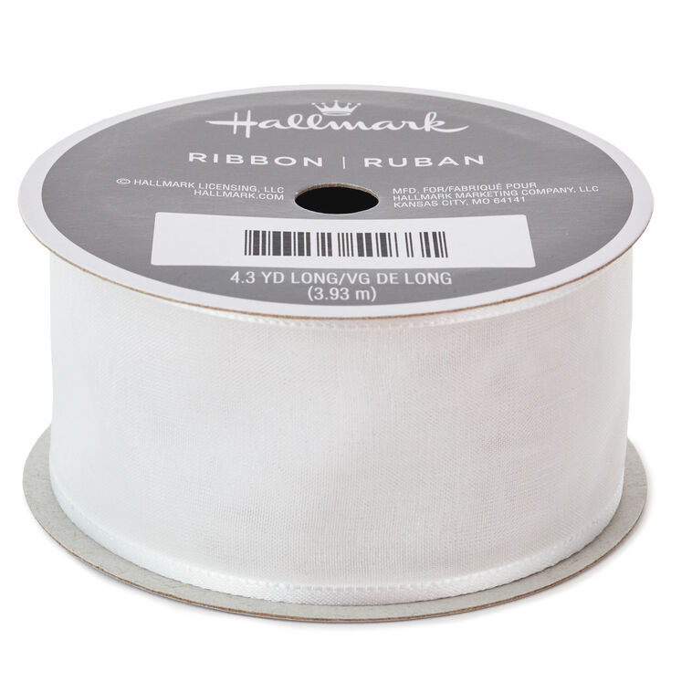 White 1.5" Satin-Edge Sheer Ribbon, 12.9'