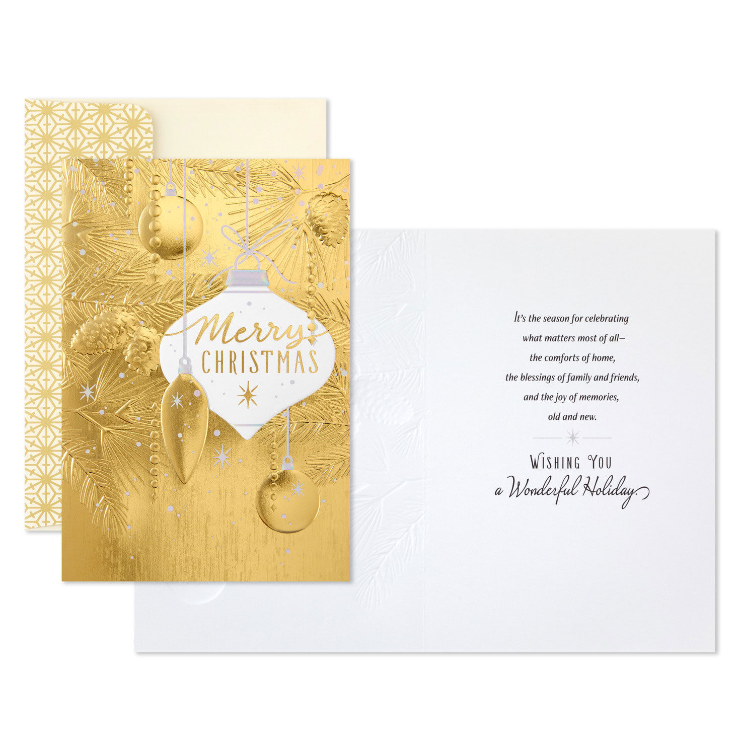 Elegant Gold Foil Ornaments Boxed Christmas Cards, Pack of 16, , large image number 3