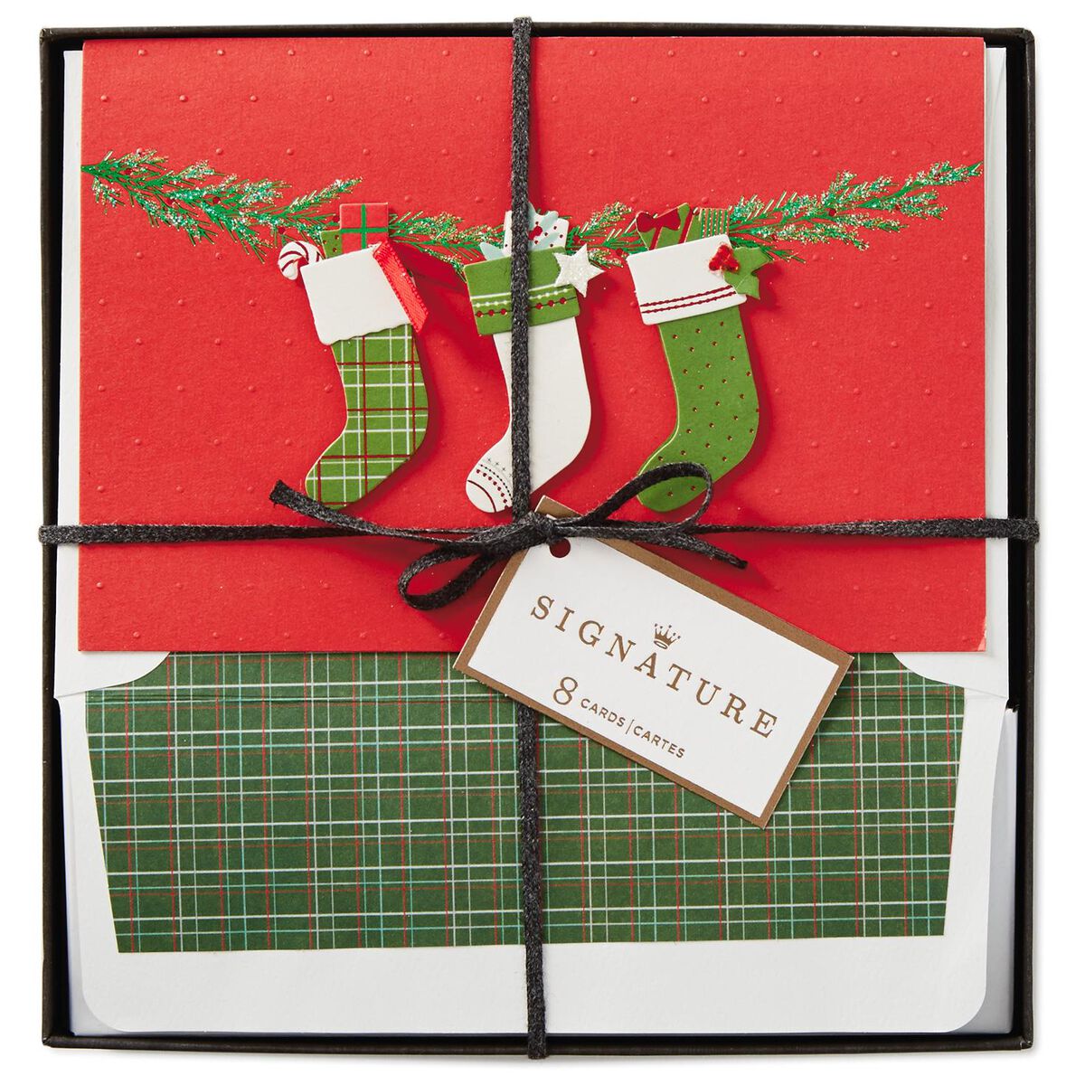 Trio of Stockings Christmas Cards, Box of 8 Boxed Cards Hallmark