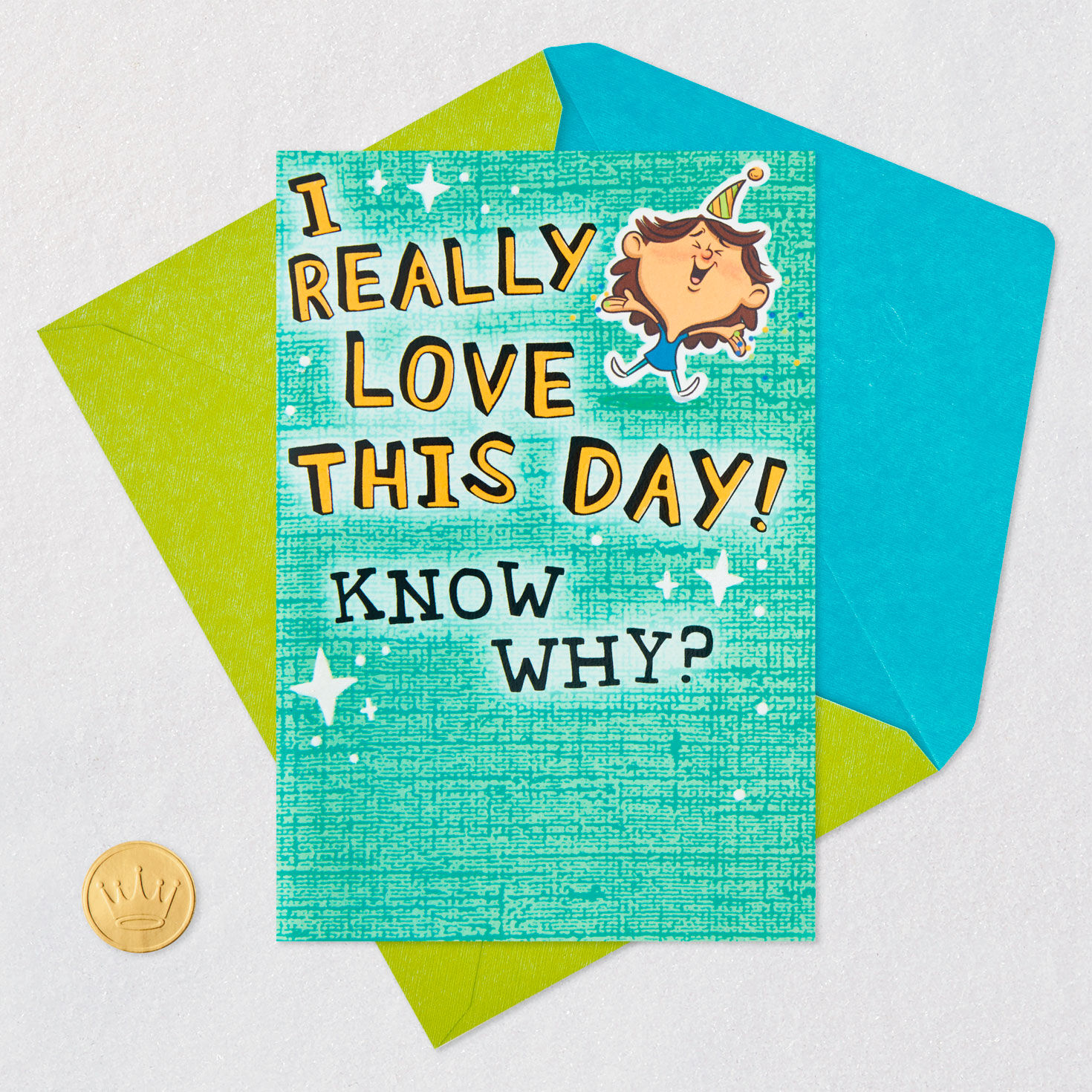 Man on Pedestal Funny Pop-Up Love Birthday Card for Him Card Front with Envelope and Gold Seal image number 5