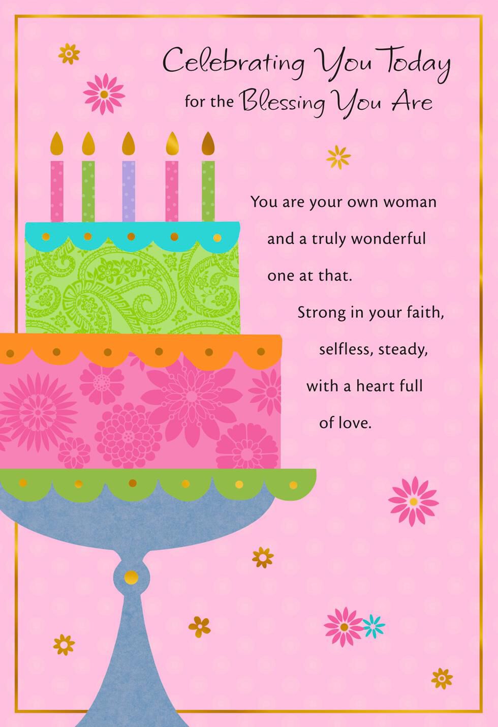 Bright Patterned Cake Birthday Card