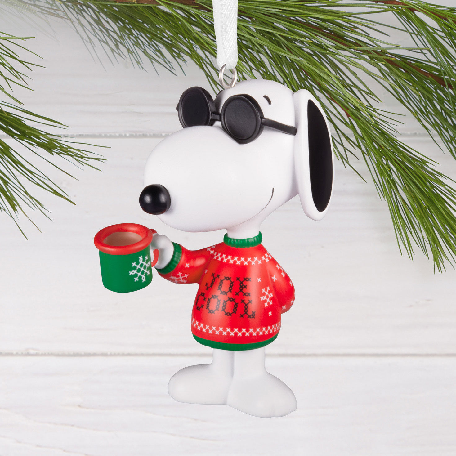 Peanuts Snoopy as Joe Cool Christmas Ornament hanging on tree image number 2