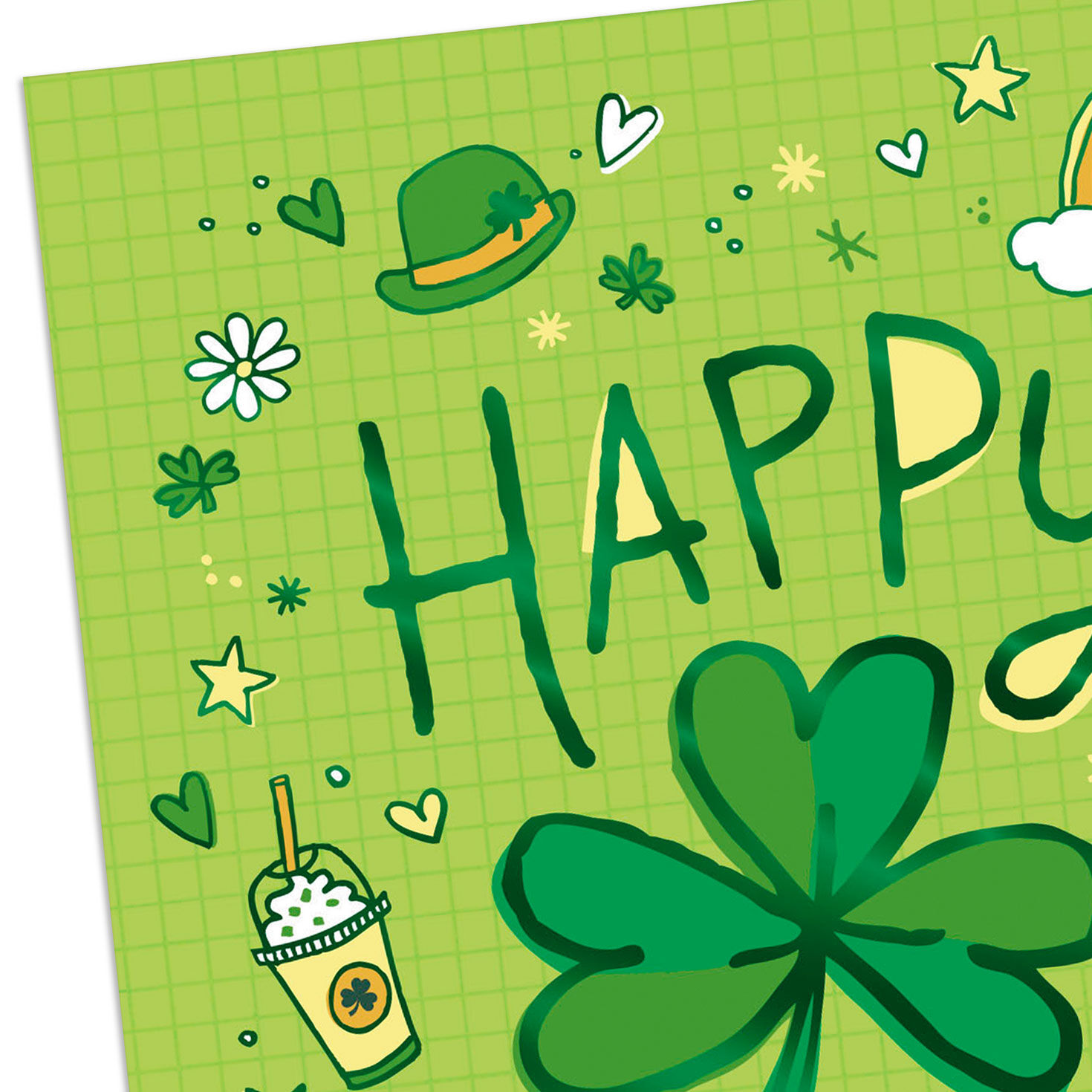 St. Pats Icons on Green Kids St. Patrick's Day Card Card Front Detail image number 4