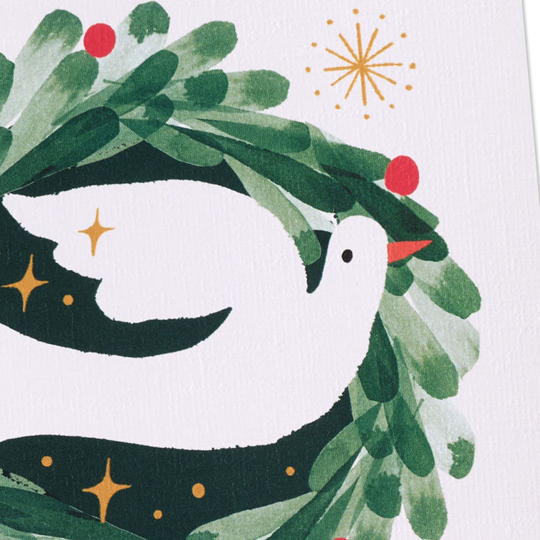 Dove in Pine Wreath Boxed Christmas Cards Cover Detail image number 5