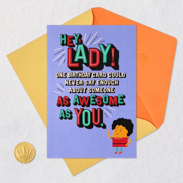 Cartoon Lady Birthday Card With Mini-Cards for Her Card Front with Envelope and Gold Seal image number 8