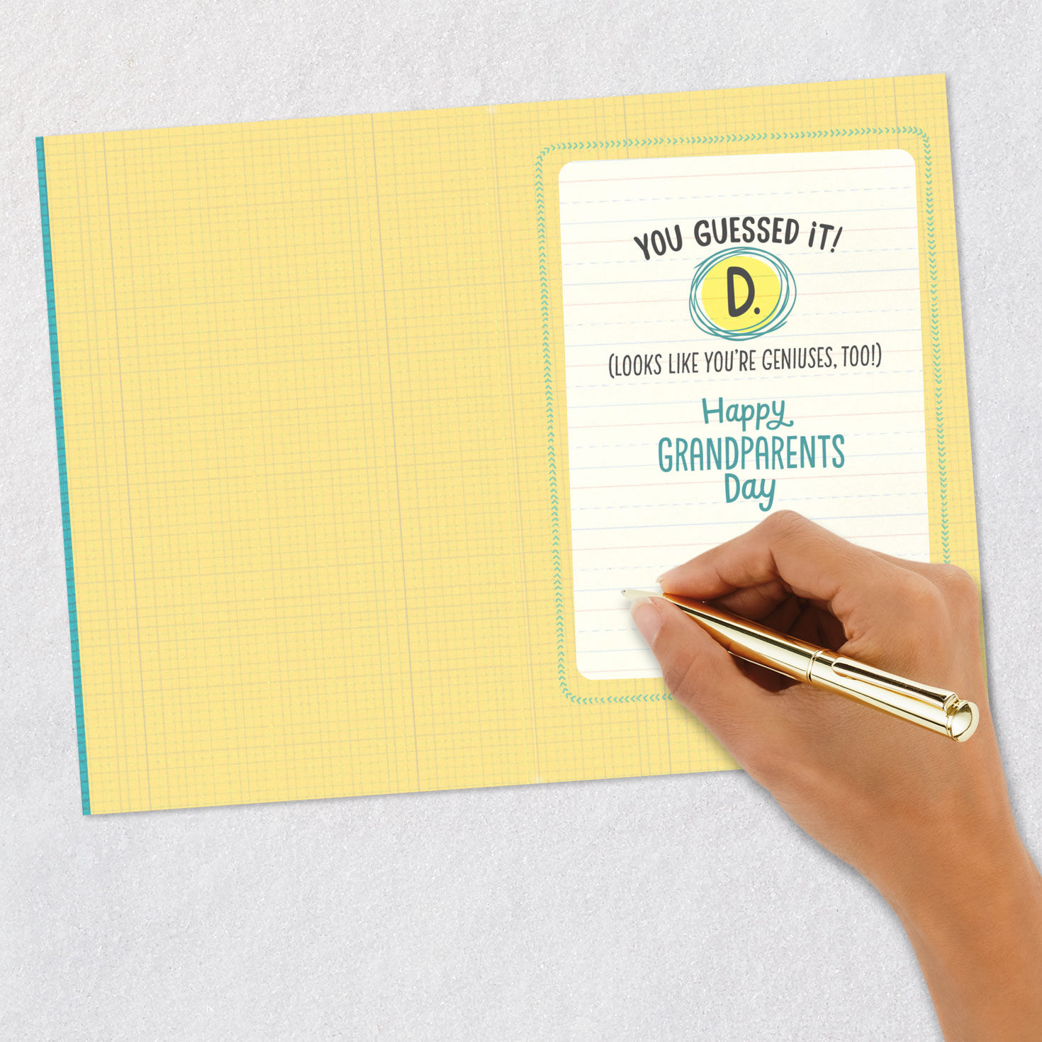 Teal Notebook Paper Quiz Grandparents Day Card Signing card image number 6