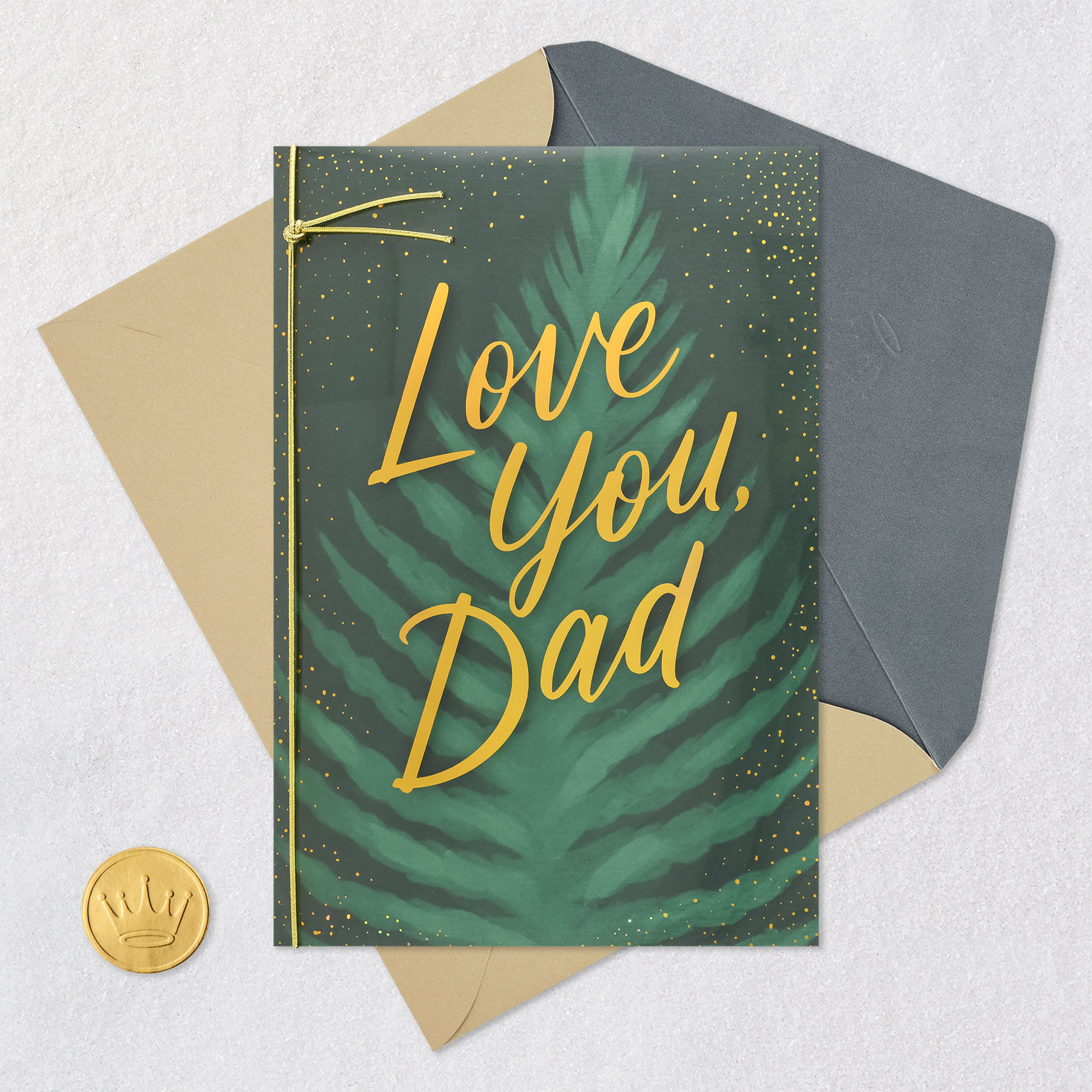Green Tropical Leaf Father's Day Card from Daughter Card Front with Envelope and Gold Seal image number 6