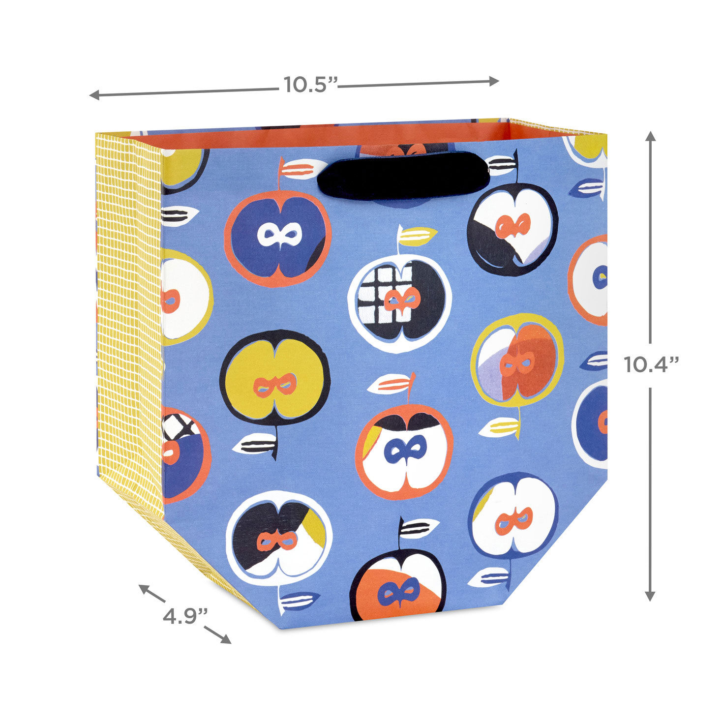 Archives Abstract Apples on Blue Large Gift Bag measurement image number 3