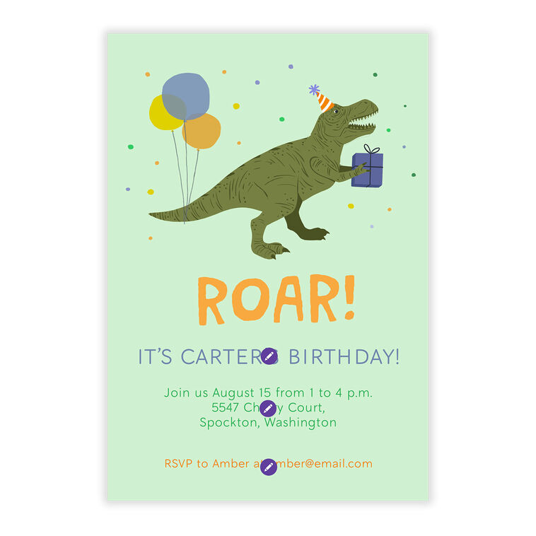 Dino Roar Flat Birthday Invitation - Invitations | Hallmark