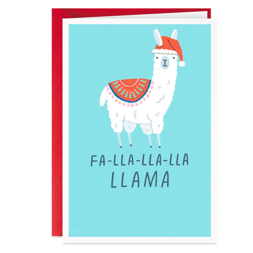 Llama in Santa Hat Funny Christmas Card, 