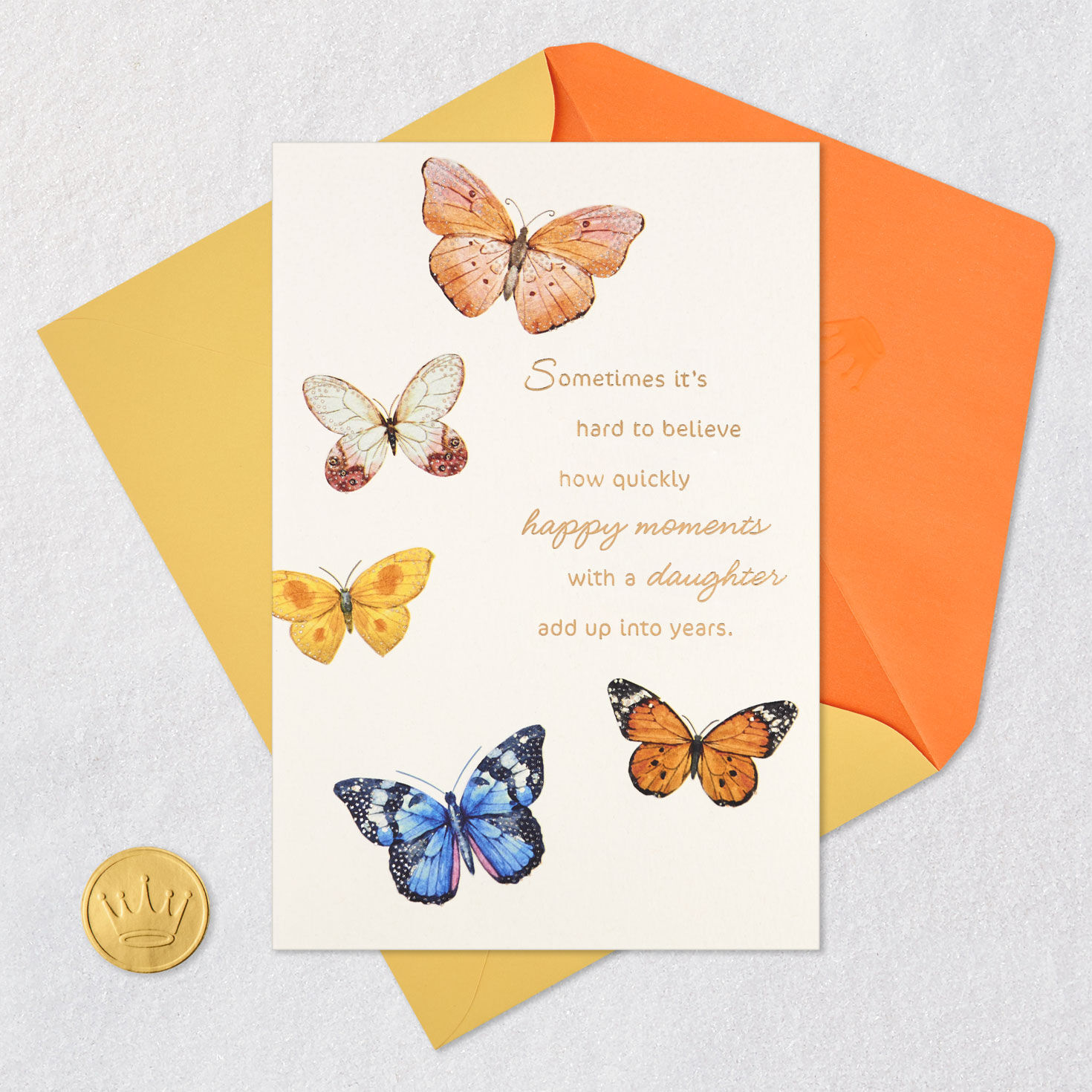 Butterflies Daughter Birthday Card Card Front with Envelope and Gold Seal image number 6