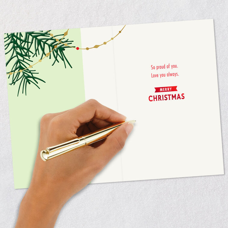 Ornament on Branch Christmas Card for Grandson Signing card image number 6