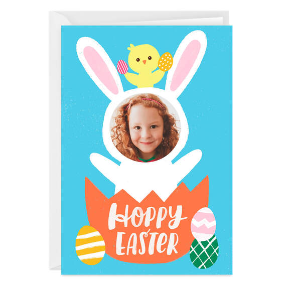 Personalized Bunny Face Hoppy Easter Photo Card