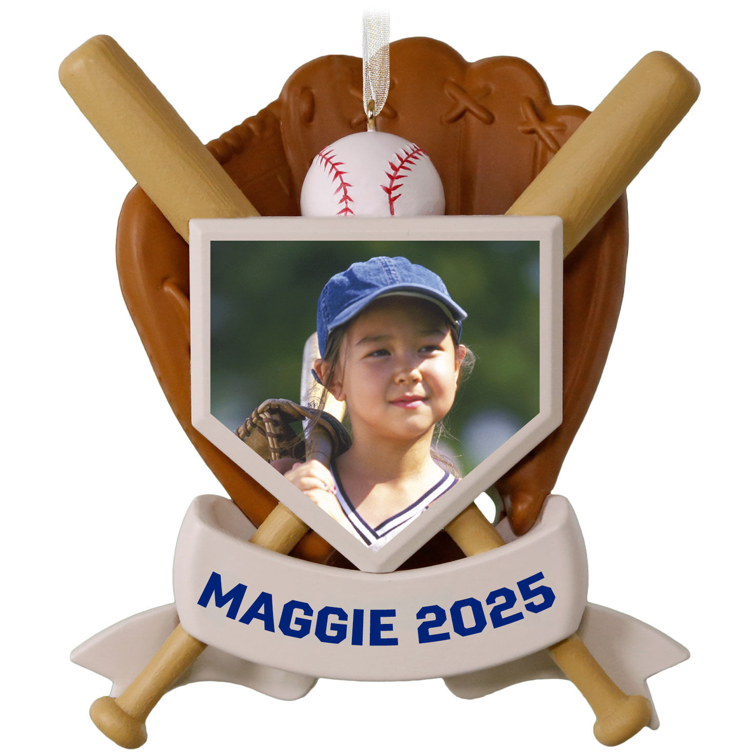 America's Pastime Baseball Personalized Ornament, Custom Photo and Text